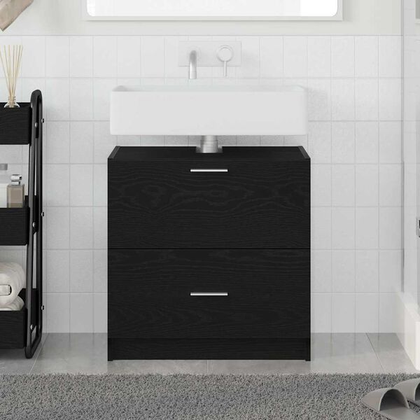 vidaXL Cabinet de salle de bain avec tiroir Ch&ecirc;ne noir 59 x 37 x 59 cm