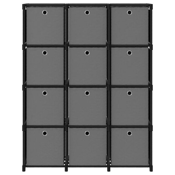 vidaXL &Eacute;tag&egrave;re &agrave; 12 cubes avec bo&icirc;tes Noir 103x30x141 cm Tissu