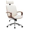 vidaXL Chaise de bureau avec appuie-t&ecirc;te Cr&egrave;me Similicuir et bois