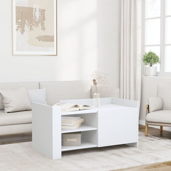 vidaXL Table basse blanc 100x50x50 cm bois d'ing&eacute;nierie