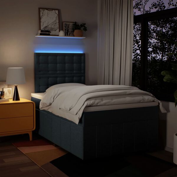 vidaXL Sommier &agrave; lattes de lit avec matelas bleu 120x190 cm tissu