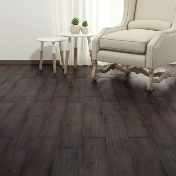 vidaXL Dalles de plancher PVC autoadh&eacute;sif 5,02 m&sup2; 2 mm marron fonc&eacute;