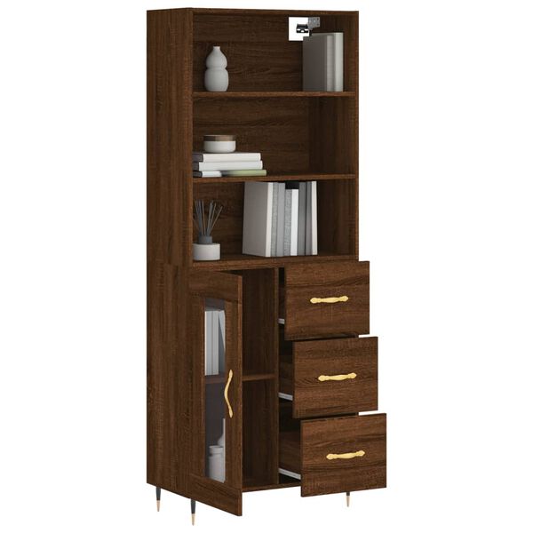 vidaXL Buffet haut Ch&ecirc;ne marron 69,5x34x180 cm Bois d'ing&eacute;nierie