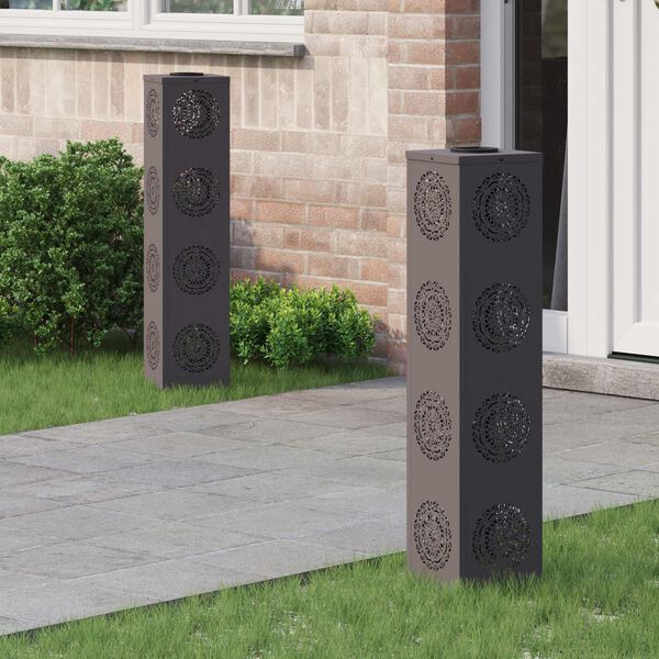 vidaXL Lumi&egrave;re de chemin LED solaire 2 pcs Noir Acier lamin&eacute; &agrave; froid