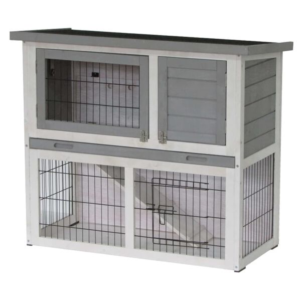 @Pet Clapier d'ext&eacute;rieur Benji 115x48x92 cm Bois Gris et blanc