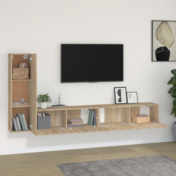 vidaXL Ensemble de meubles TV 3 pcs Chêne sonoma Bois d'ingénierie