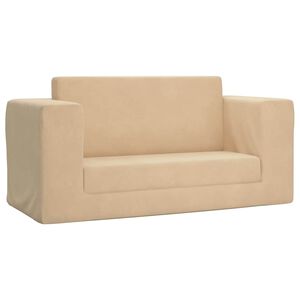 vidaXL Canap&eacute;-lit pour enfants 2 places cr&egrave;me peluche douce
