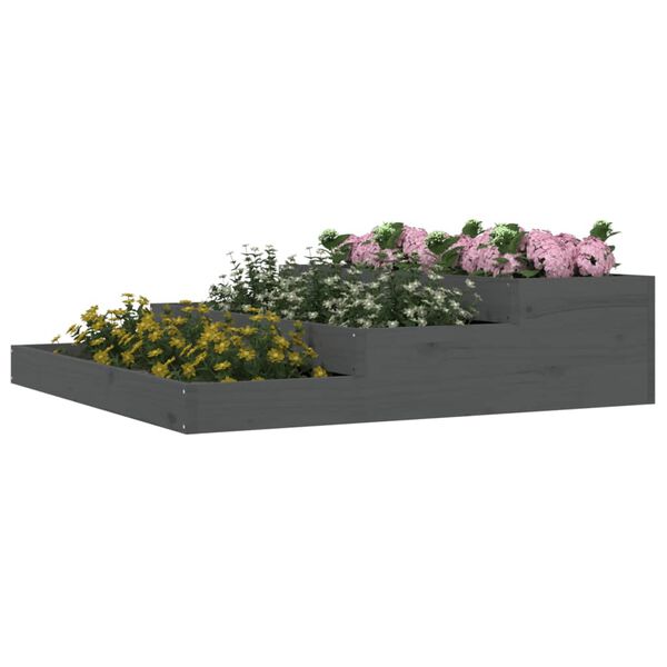 vidaXL Jardinière Gris 107x107x27 cm Bois massif de pin