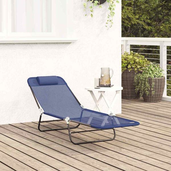 vidaXL Chaise longue pliante Bleu marine 182 x 55 x 85,5 cm Textilène