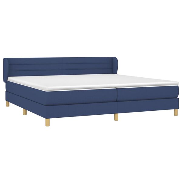 vidaXL Sommier &agrave; lattes de lit avec matelas Bleu 200x200 cm Tissu