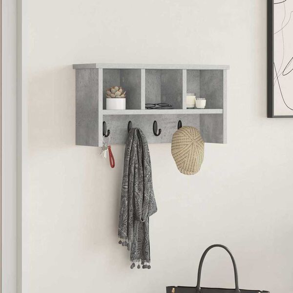 vidaXL Porte-manteau mural avec étagère Gris béton 50 x 16 x 26 cm