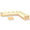 vidaXL Salon de jardin 10 pcs avec coussins cr&egrave;me bois de pin massif