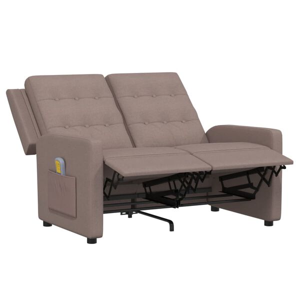 vidaXL Fauteuil de massage inclinable &agrave; 2 places taupe tissu