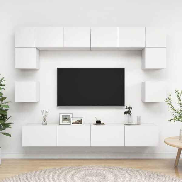 vidaXL Ensemble de meubles TV 8 pcs Blanc Bois d'ing&eacute;nierie