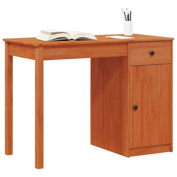 vidaXL Bureau avec tiroir Brun Cir&eacute; 100 x 50 x 74 cm Pin massif