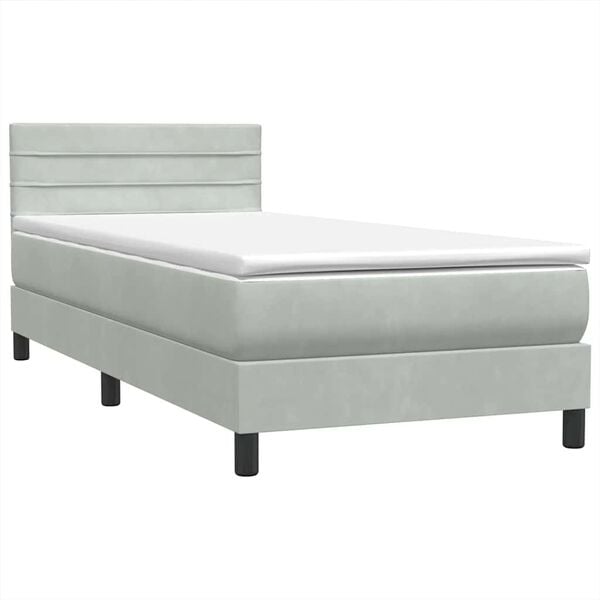vidaXL Sommier &agrave; lattes de lit et matelas gris clair 80x210 cm velours