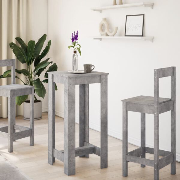 vidaXL Table de bar gris béton 51x50x103,5 cm bois d'ingénierie