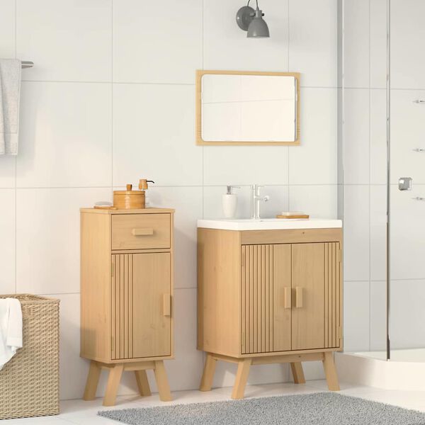 vidaXL Ensemble de mobilier de salle de bain avec tiroir 2 pcs Marron