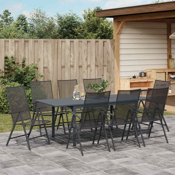 vidaXL Ensemble de salle &agrave; manger pour jardin 9 pcs Anthracite Acier