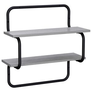 vidaXL &Eacute;tag&egrave;re murale &agrave; 2 niveaux Sonoma gris 60 x 24,5 x 61 cm