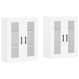 vidaXL Armoires murales 2 pcs blanc bois d'ing&eacute;nierie