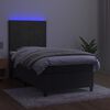 vidaXL Sommier &agrave; lattes de lit et matelas et LED Gris fonc&eacute; 90x190 cm