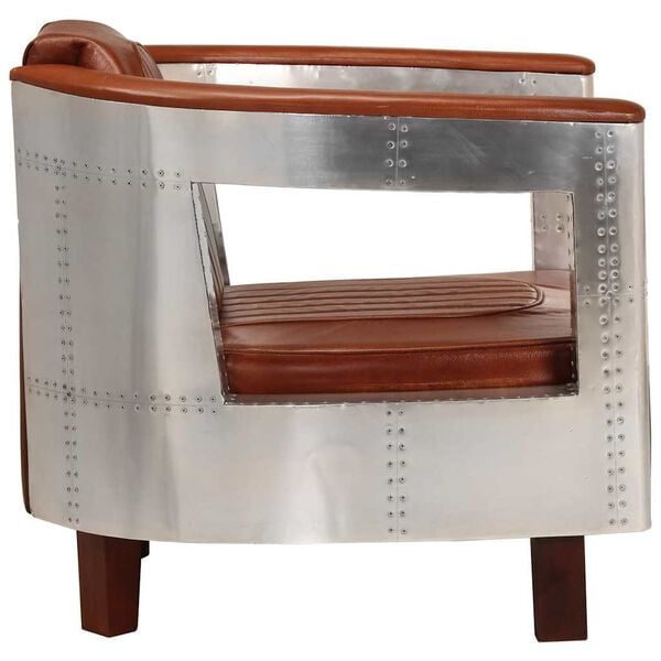 vidaXL Fauteuil en style d'aviation marron cuir v&eacute;ritable