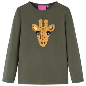 T-shirt enfants &agrave; manches longues kaki 104