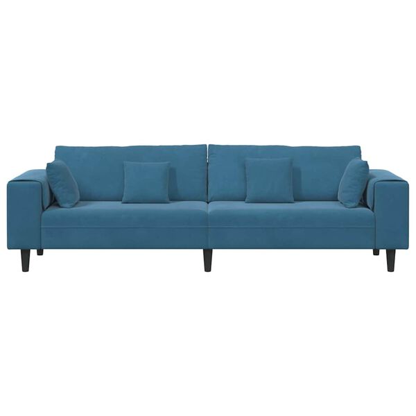 vidaXL Canapé en velours avec coussin Bleu 208 cm Velours