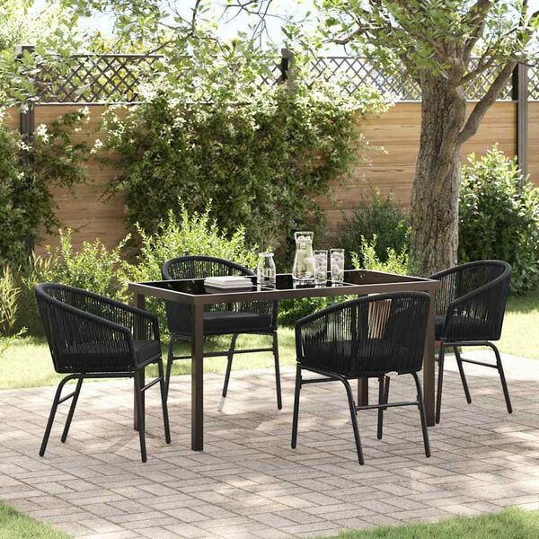 vidaXL Ensemble de salle &agrave; manger pour jardin 5 pcs Noir