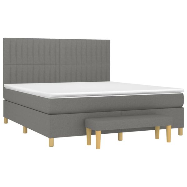 vidaXL Sommier &agrave; lattes de lit avec matelas Gris fonc&eacute; 180x200cm Tissu