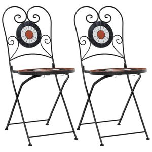 vidaXL Chaises pliantes, lot de 2, en c&eacute;ramique terracotta et noir