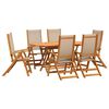 vidaXL Ensemble &agrave; Manger de jardin 7pcs bois d'acacia solide textil&egrave;ne