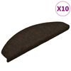 vidaXL Tapis d'escalier auto-adh&eacute;sifs 10 pi&egrave;ces 65 x 21 x 4 cm Marron fonc&eacute; Demi-rond Grand