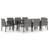 vidaXL Ensemble &agrave; manger de jardin 9 pcs R&eacute;sine tress&eacute;e Gris