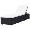 vidaXL Chaise longue avec coussin R&eacute;sine tress&eacute;e Noir