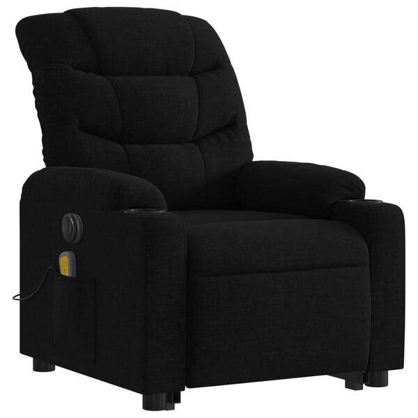 vidaXL Fauteuil inclinable de massage &eacute;lectrique Noir Tissu