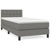 vidaXL Sommier &agrave; lattes de lit avec matelas Gris fonc&eacute; 90x200 cm Tissu