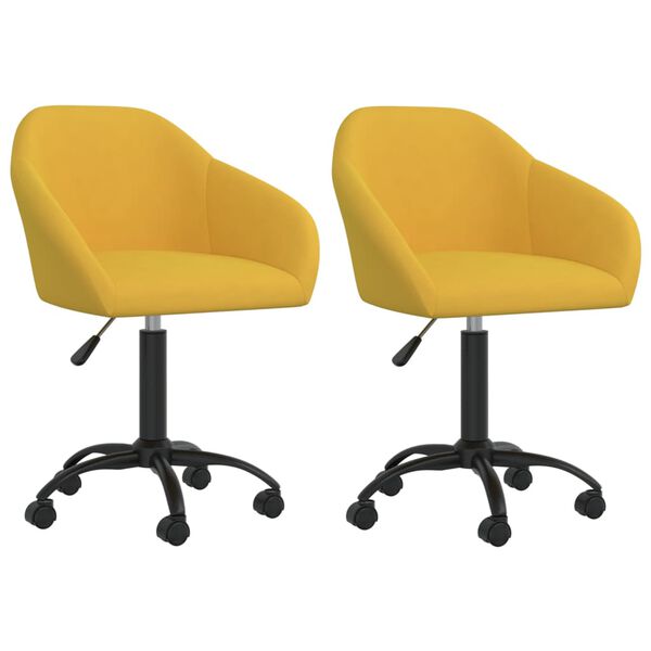 vidaXL Chaises pivotantes &agrave; manger lot de 2 jaune velours