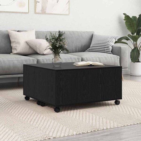 vidaXL Table basse Chêne noir 75 x 75 x 38 cm Bois d'ingénierie