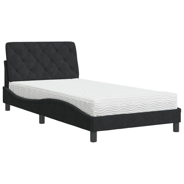 vidaXL Lit avec matelas noir 100x200 cm velours