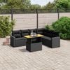 vidaXL Salon de jardin 7 pcs avec coussins noir r&eacute;sine tress&eacute;e