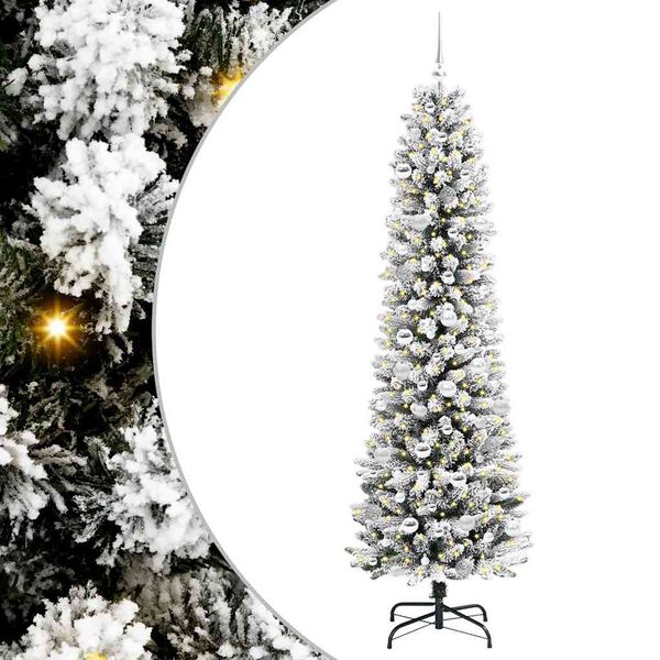 vidaXL Sapin de No&euml;l artificiel Blanc 210 cm PVC, m&eacute;tal et plastique