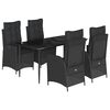 vidaXL Ensemble &agrave; manger de jardin coussins 5pcs Noir R&eacute;sine tress&eacute;e