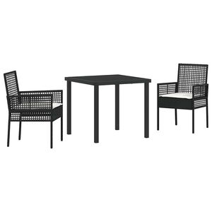 vidaXL Ensemble de salle &agrave; manger pour jardin 3 pcs Noir polyrotin