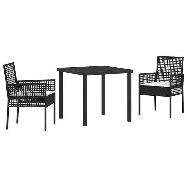 vidaXL Ensemble de salle &agrave; manger pour jardin 3 pcs Noir polyrotin