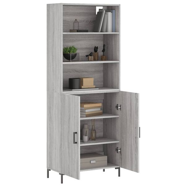 vidaXL Buffet haut Sonoma gris 69,5x34x180 cm Bois d'ing&eacute;nierie