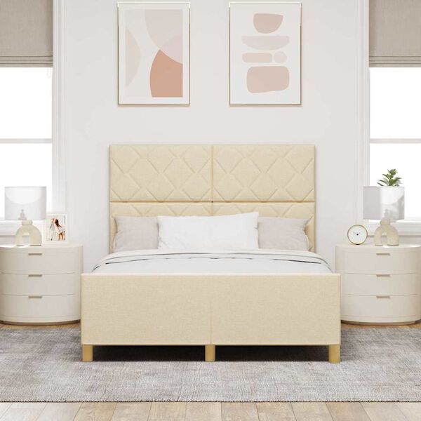 vidaXL Cadre de lit avec t&ecirc;te de lit Cr&egrave;me 160 x 200 cm tissu