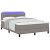 vidaXL Lit &agrave; ressorts avec matelas avec LED Taupe 160 x 200 cm tissu