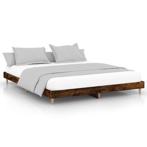 vidaXL Cadre de lit sans matelas ch&ecirc;ne fum&eacute; 120x200 cm bois ing&eacute;nierie